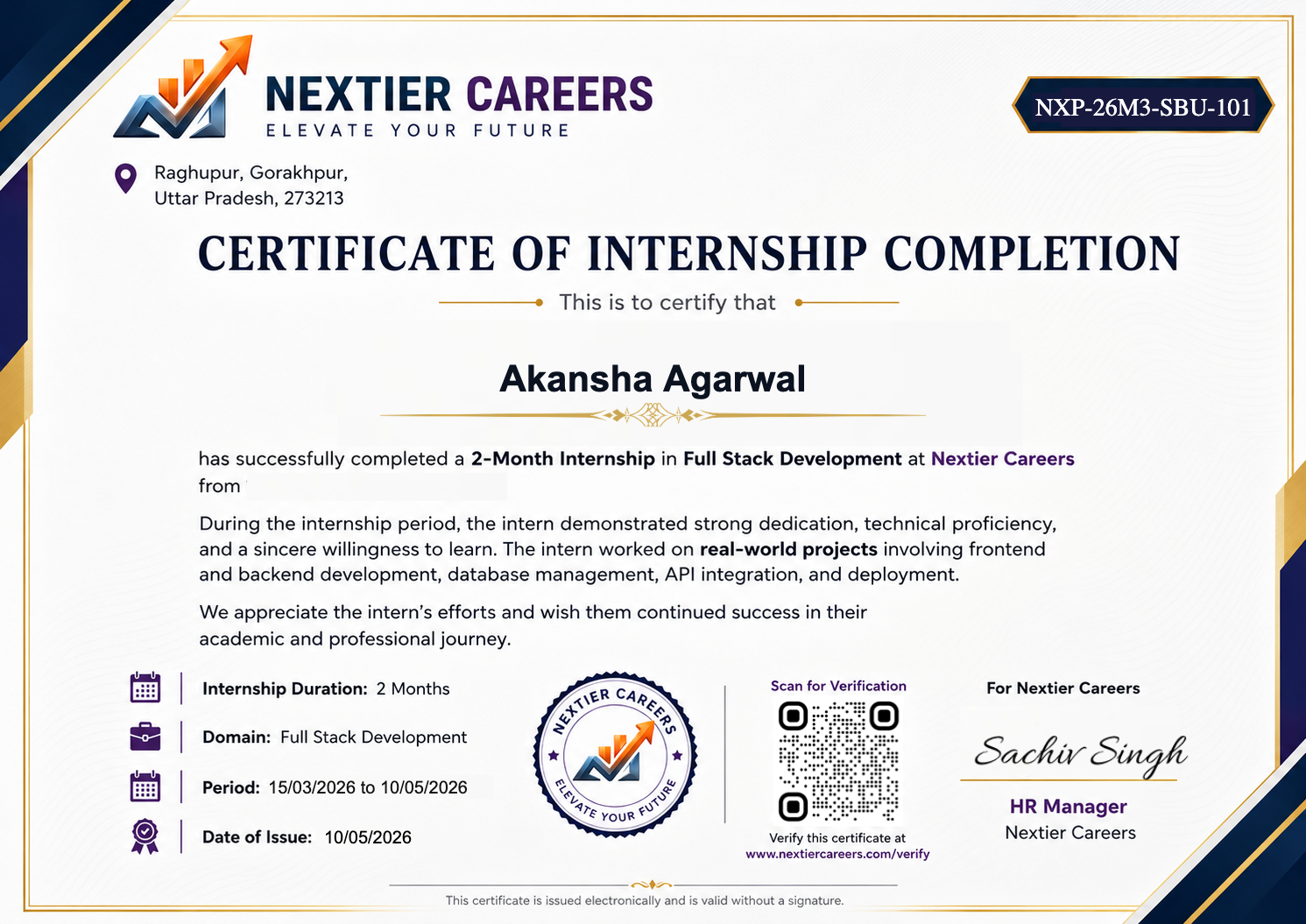 certificate sample